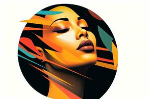 Vibrant Dreamy Female Profile Graphic Design Background generative AI photo