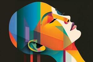 Vibrant Dreamy Female Profile Graphic Design Background generative AI photo