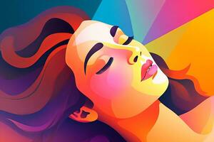 Vibrant Dreamy Female Profile Graphic Design Background generative AI photo