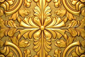 golden wallpaper with floral designs on it generative AI photo