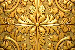 golden wallpaper with floral designs on it generative AI photo