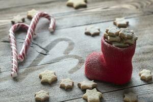 Butter cookies in the Christmas stocking photo