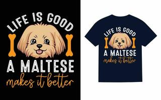 maltés perro camiseta diseño vector