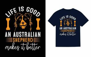 Australian shepherd Dog T-Shirt Design vector