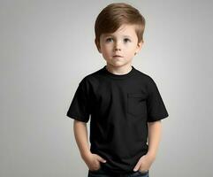 Little boy black t shirt mockup photo