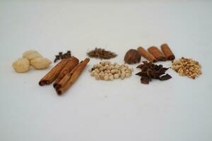 spices and herbs on a white background photo