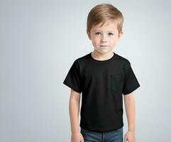 Little boy black t shirt mockup photo