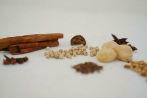 spices and herbs on a white background photo