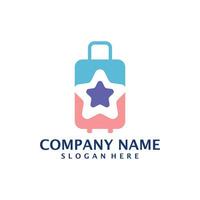 Star Suitcase logo design vector. Suitcase logo design template concept vector