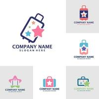 Set of Star Suitcase logo design vector. Suitcase logo design template concept vector