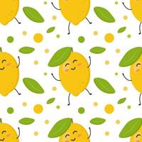 Seamless pattern of cute colorful yellow lemons. vector