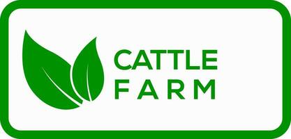 Cattle farm leaf vector logo or icon, green background Cattle farm logo