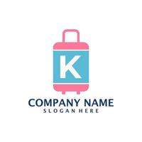 Letter K with Suitcase logo design vector. Initial K with Suitcase logo design template concept vector