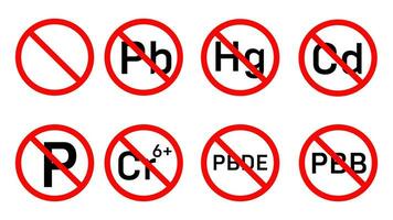 no lo hagas pb hg discos compactos cr pbde pbb reciclaje ambiental proteccion rohs obediente firmar o símbolo vector icono o logo