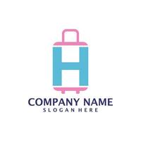 Letter H with Suitcase logo design vector. Initial H with Suitcase logo design template concept vector