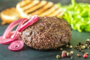 Hamburg steak closeup photo