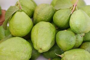 Close up of fresh guava fruit in the market, Thailand. photo