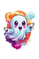 kawaii fantasma Víspera de Todos los Santos gráficos blanco antecedentes foto