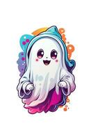 kawaii fantasma Víspera de Todos los Santos gráficos blanco antecedentes foto