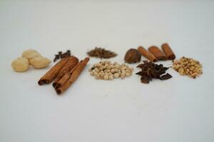 spices and herbs on a white background photo