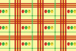 Vector pattern background with yellow, green and red peppers on checkered tablecloth, for industrial use