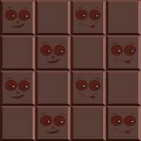 Vector illustration of a chocolate bar with cartoon faces