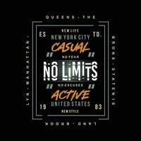 no limits casual active graphic design, typography vector, illustration, for print t shirt, cool modern style vector