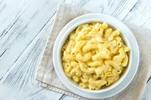 Portion of macaroni and cheese photo