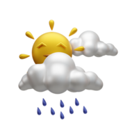 clima relatório 3d ui ícone Sol e chuva nuvem ícone png