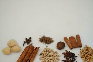 spices and herbs on a white background photo