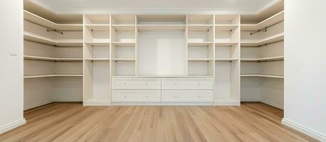 Vacant integrated wardrobe in an extravagant residence photo