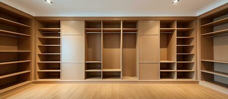 Vacant integrated wardrobe in an extravagant residence photo