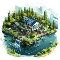 isometric architecture eco sustainable environment generative AI. photo