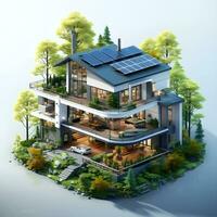 isometric architecture eco sustainable environment generative AI. photo