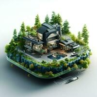 isometric architecture eco sustainable environment generative AI. photo