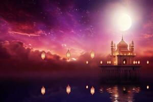 Islamic holiday image in a purple blurred background photo