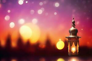 Islamic holiday image in a purple blurred background photo