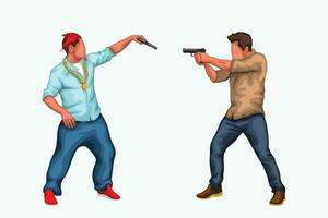 gángster vs policía vector