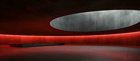 Architectural background featuring a smooth empty and dark interior with red glass photo