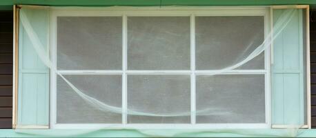 Mosquito net used on house windows to protect against insects photo