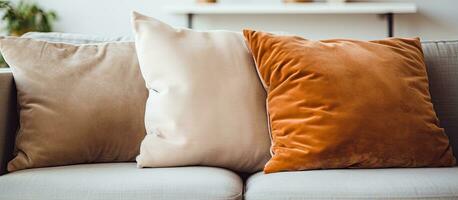 Arrange pillows in the living room photo