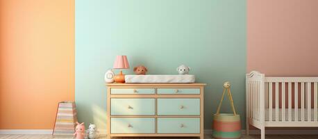 Children s changing table in the room photo