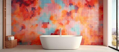 Vibrantly hued bathroom wall tiles photo