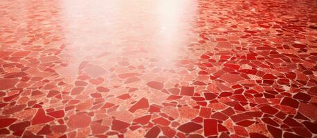 Many scratches are on the old red terrazzo floor photo