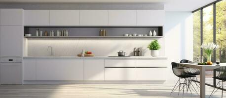 White modern kitchen design illustrated in photo