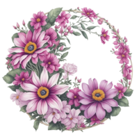 acuarela floral diseño con redondeado marco, acuarela ramo de flores, acuarela ramo de flores flor, Boda flor, acuarela floral diseño, botánico flor, acuarela decoración, ai generado png