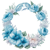 Watercolor Floral Design With Rounded Frame, Ai Generated png