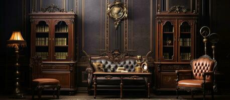 Antique furniture collection for indoor use photo