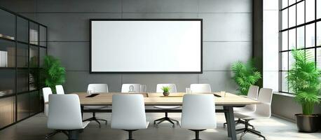 an empty poster in a contemporary conference room photo