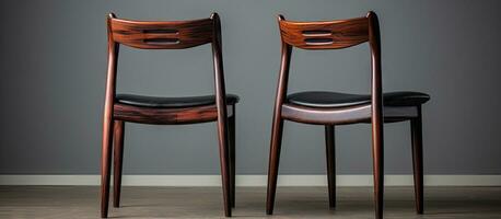 Mid century Danish rosewood chair with leather seat showcasing Danish design vintage style and antique aesthetic photographed in a modern living room photo